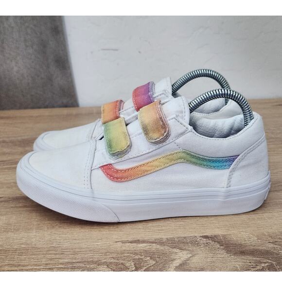 VANS Kids Size 3 Shoes White Rainbow Casual School Play Sneakers Youth Skate - Picture 4 of 10